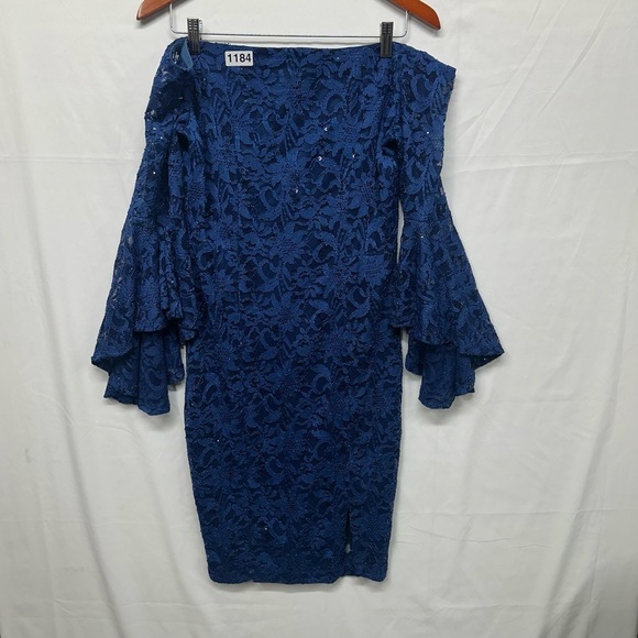VENUS Navy Blue Lace Sequin Cocktail Dress US 14